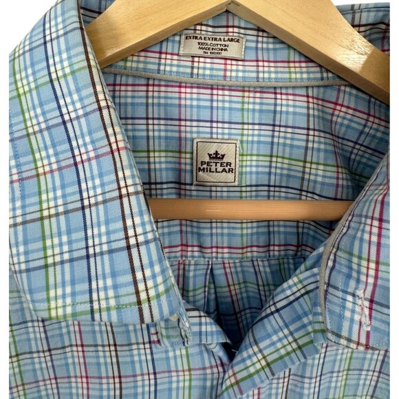 Peter Millar Plaid Shirt‎ Mens XXL Button Up Casual Business Workwear - Picture 3 of 12